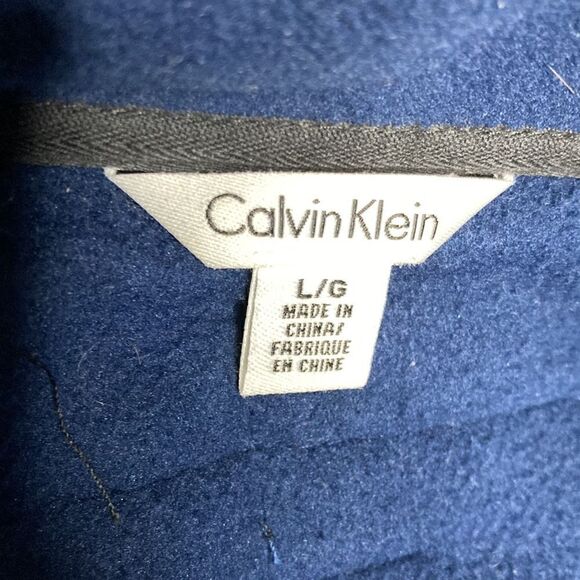 CALVIN KLEIN CK LOGO FULL ZIP  BLACK NAVY FLEECE JACKET Large - Picture 10 of 10